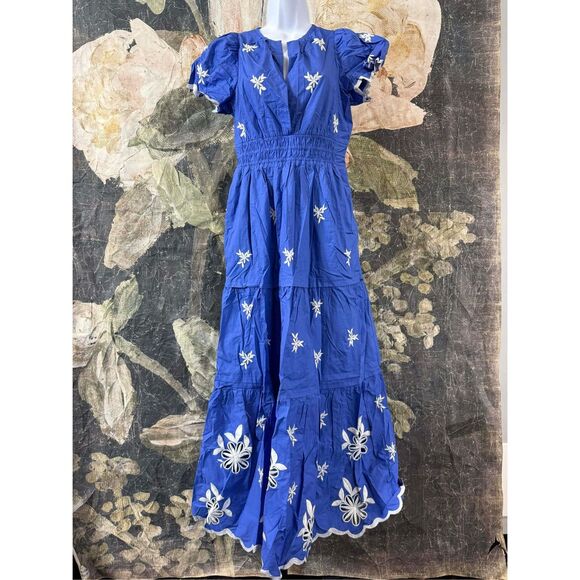 New Anthropologie The Somerset Maxi Dress: Embroidered Edition Navy Size XS - Picture 9 of 15